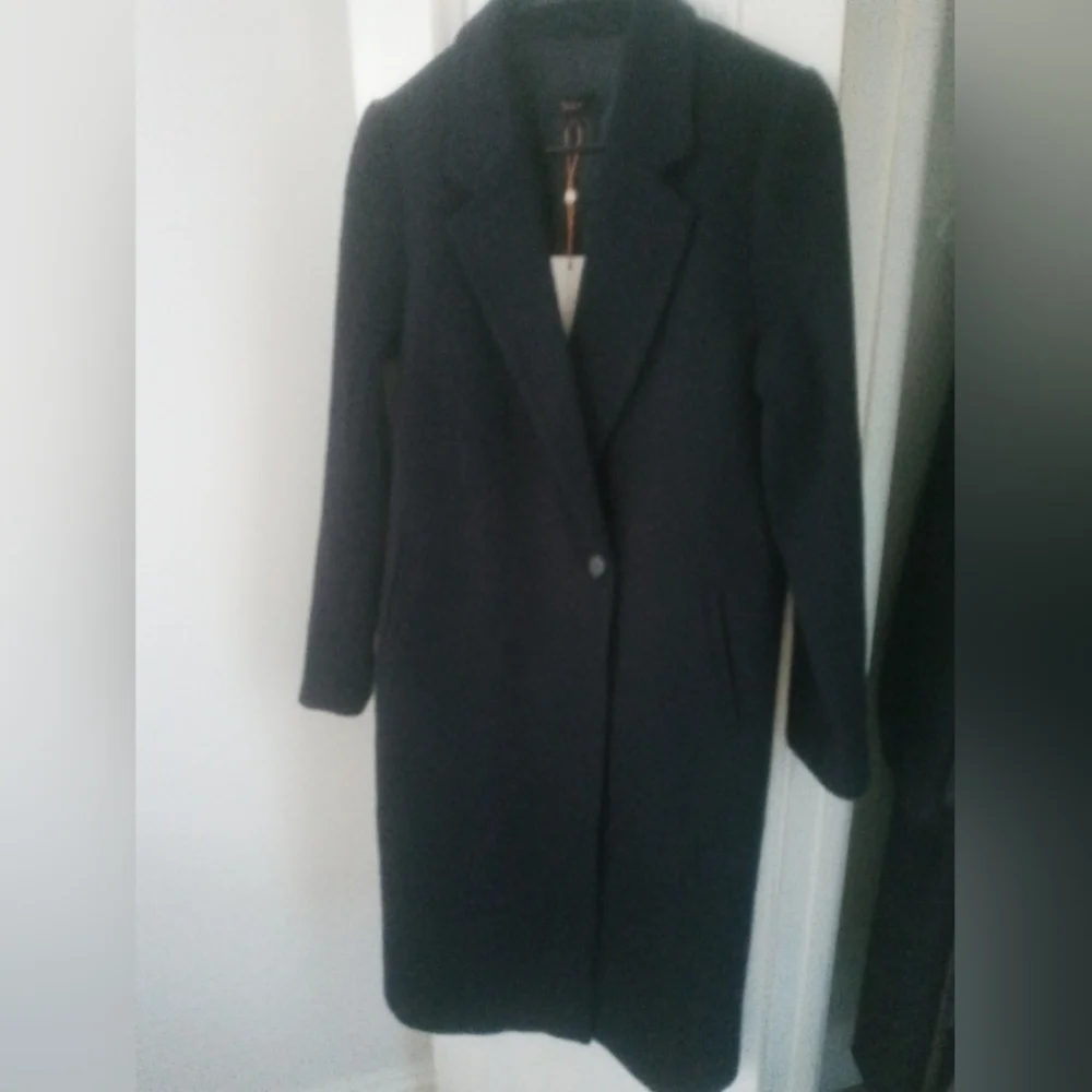 Quince Italian Wool Long Classic Coat. Navy. Small. Perfect Condition. - Picture 7 of 17